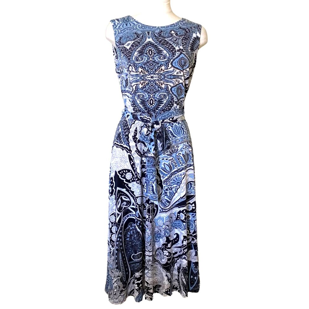 Charter Club Blue Midi Dress with Waist Tie Size Small